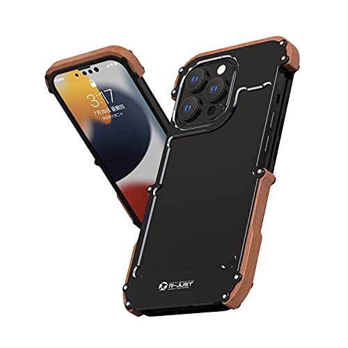 Kowauri Schutzhülle für iPhone 13 Pro Max, Fallschutz, Aluminium, Metall, Holz, Stoßstange, Rahmenabdeckung, stoßfest, sturzsicher, Schutzhülle für iPhone 13 Pro Max 6,7 Zoll 2021 (iPhone 13 Pro Max von Kowauri