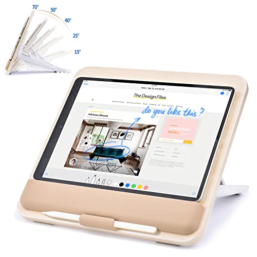 Tablet-Halterung aus Holz für iPad Pro 12.9/11, iPad Air, iPad Mini, Fire HD, verstellbare, tragbare iPad-Tablet-Laptop-MacBook-Halterung zum Zeichnen/Schreibtisch/Schreiben/Ansehen (Holz) von Koyretyu