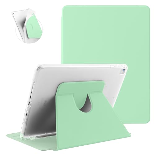Koze Hülle Rotierende für iPad 9,7 Zoll iPad 6. 5. Generation und iPad Air 1 2 mit Stifthalter, 360° Drehbare Multi Winkel Betrachtung Schutzhülle, Stoßfeste Weich Durchscheinend Rückseite, Minzgrün von Koze