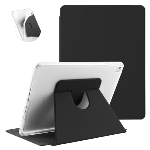 Koze Hülle Rotierende für iPad 9,7 Zoll iPad 6. 5. Generation und iPad Air 1 2 mit Stifthalter, 360° Drehbare Multi Winkel Betrachtung Schutzhülle, Stoßfeste Weich Durchscheinend Rückseite, Schwarz von Koze