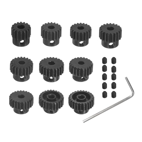 Kozelo 10 Stück 48DP Motorritzel-Set - [ 3,175 mm Bohrung x 16T 17T 18T 19T 20T 21T 22T 23T 24T 25T gehärtete Stahlzähne ] Motorritzel für RC Autos, Trucks, Buggys, mit Sechskantschlüssel von Kozelo
