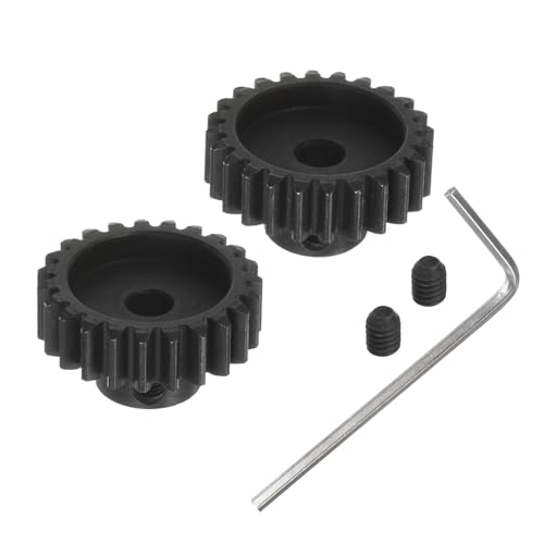 Kozelo 2 Stück M1 Motorritzel-Getriebesatz - [5mm Bohrung x 23T 24T gehärtete Stahlzähne] Motorritzel für RC Autos, Trucks, Buggies, mit Sechskantschlüssel von Kozelo