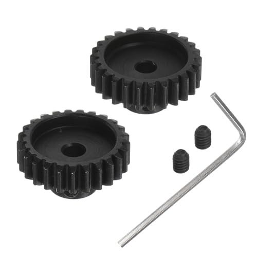 Kozelo 2 Stück M1 Motorritzel-Getriebesatz - [5mm Bohrung x 25T 26T gehärtete Stahlzähne] Motorritzel für RC Autos, Trucks, Buggies, mit Sechskantschlüssel von Kozelo