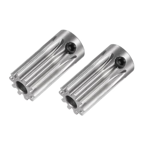 Kozelo 2 Stück Mod 1 Gerade Stirnrad-Pinion-Getriebe Motorzahnrad 10 Zähne - [5mm Bohrung x 20mm Höhe], Geeignet für RC Autos, Edelstahl von Kozelo