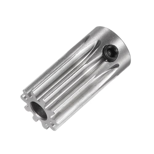 Kozelo Mod 1 Gerades Stirnradzahnrad 10 Zähne - [5mm Bohrung x 20mm Höhe] Stirnrad-Differentialmotorzahnrad für RC-Modellauto-Teile, Edelstahl, Silberton von Kozelo