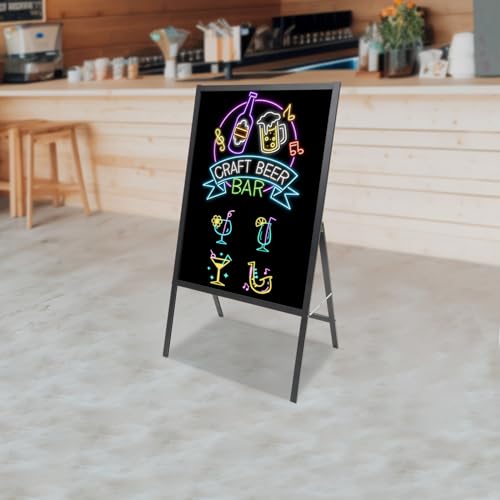 Kreidetafel Aufsteller, LED-Anzeigetafel -7 Lichtfarben und 11 Blinkmodi-8 fluoreszierende Marker-Werbetafel, Schreibtafel Klein Buffet Schilder für Restaurant Café Hochzeit Party (60x80cm) von Kozivmo