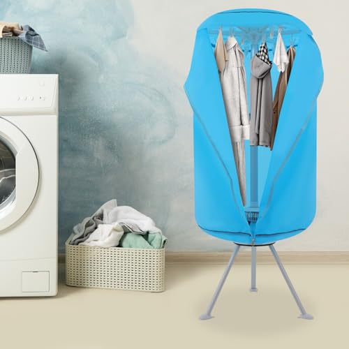 Wäschetrockner 1000W, 2-stufiger Tragbare Trockenmaschine mit Timer, IPX1 Wäschetrockner mit großer Kapazität, elektrischer Trockner/Rack für Zuhause (Tragfähigkeit bis 10kg) (Blau) von Kozivmo