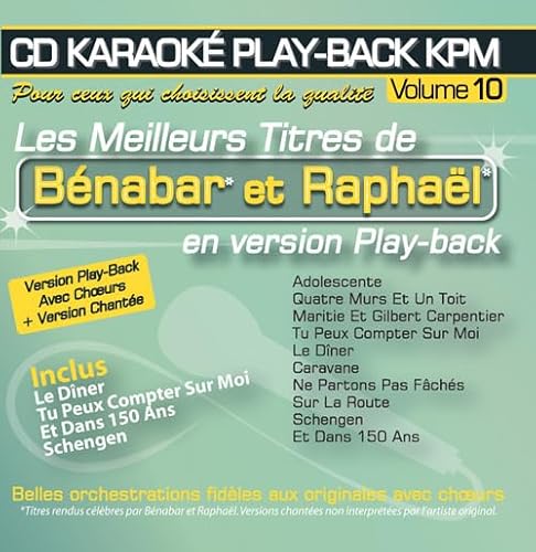 CD Karaoké Play-Back KPM Vol.10 Benabar et Raphaël von Kpm Pro