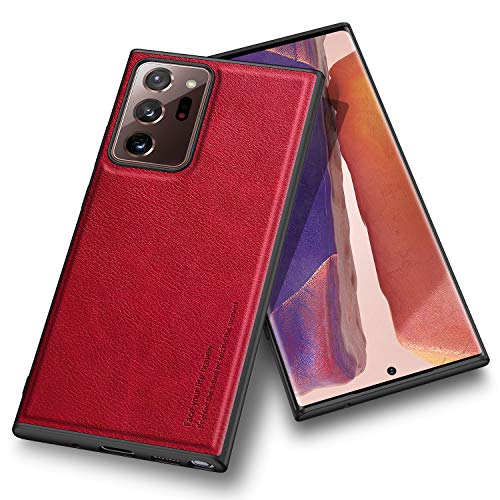 Kqimi Hülle Kompatibel mit für Samsung Galaxy Note 20 Ultra, Premium Leder Handyhülle Dünn Stilvolle Weicher Griff Stoßfeste Schutzhüllen für Galaxy Note 20 Ultra 2020 (Rot) von Kqimi