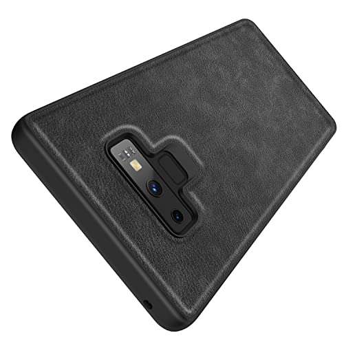 Kqimi Hülle Kompatibel mit für Samsung Galaxy Note 9, Premium Leder Handyhülle Dünn Stilvolle Weicher Griff Stoßfeste Schutzhüllen für Samsung Galaxy Note 9 (6.4") 2018 (Schwarz) von Kqimi