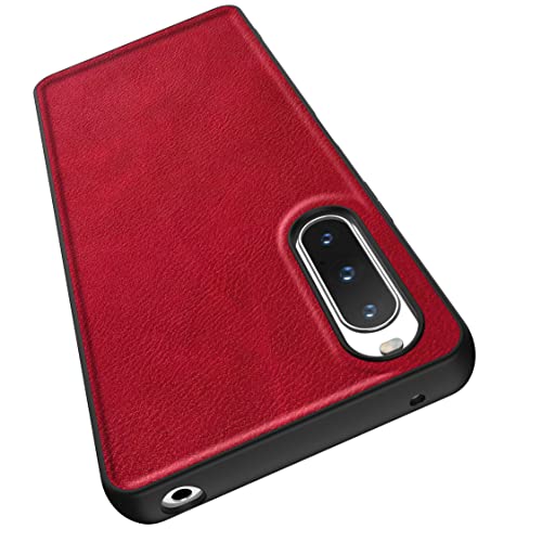 Kqimi Hülle Kompatibel mit für Sony Xperia 10 V, Premium Leder Handyhülle Dünn Stilvolle Weicher Griff Stoßfeste Anti-Kratzschutz Schutzhüllen für Sony Xperia 10 V 2023 (Rot) von Kqimi
