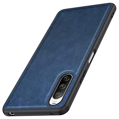 Kqimi Hülle für Sony Xperia 10 IV, Premium Leder Slim Stilvolle Soft Grip Stoßfeste Anti-Kratzschutz Schutzhüllen für Sony Xperia 10 IV (6.0") 2022 (Blau) von Kqimi