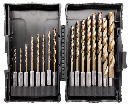 Hochleistungsschnellstahl HSS-G Bit Aufnahme Metallbohrer Set 16 tlg 1/16" - 3/8" Zoll Größen Spiral Bohrer Satz in Box Hochleistungsschnellstahl HSS-G Bit Aufnahme Metallbohrer Set 16 tlg 1/16" - 3/8" Zoll Größen Spiral Bohrer Satz in Box von Kraftfeld