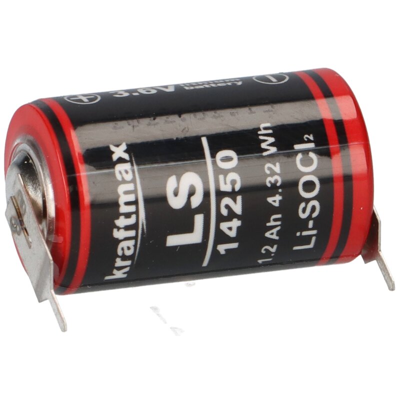 Kraftmax Li 3,6V Batterie mit Pins +/- LS14250 1/2 AA von Kraftmax