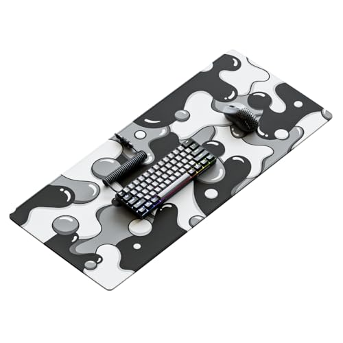 Kraken Keyboards DRIP Edition XXL Black & White Gaming Mauspad – Professionelles Artisan Mauspad – Schwarz & Weiß Gaming Schreibtischunterlage – 91,4 x 40,6 cm dickes, erweitertes XXL Gaming Mauspad von Kraken Keyboards
