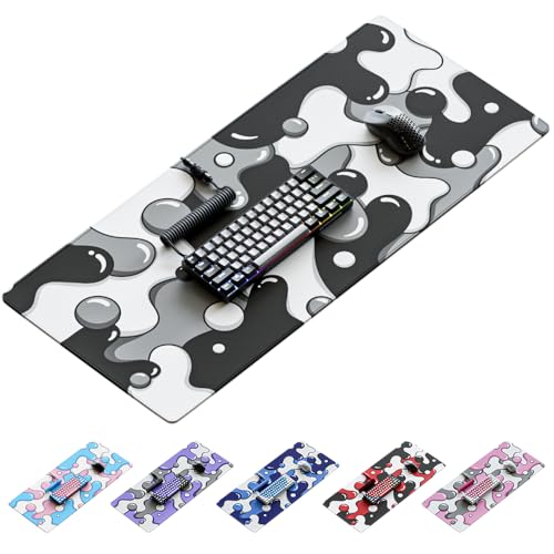 Kraken Keyboards DRIP Edition XXL Black & White Gaming Mauspad – Professionelles Artisan Mauspad – Schwarz & Weiß Gaming Schreibtischunterlage – 91,4 x 40,6 cm dickes, erweitertes XXL Gaming Mauspad von Kraken Keyboards