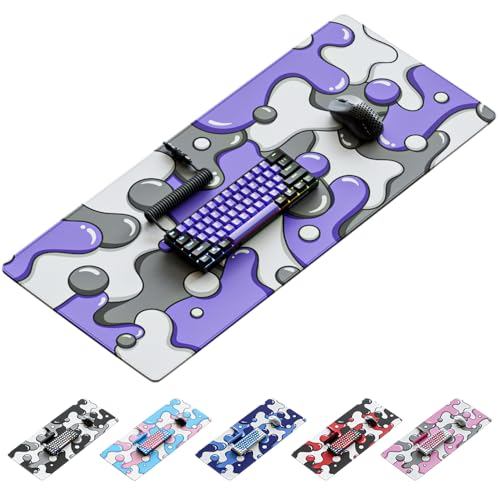 Kraken Keyboards XXL lila Mauspad – großes weißes und violettes Gaming-Mauspad – Schreibtischunterlage für Tastatur und Maus – Dickes Handwerksmauspad für den Schreibtisch (Lavendel) von Kraken Keyboards