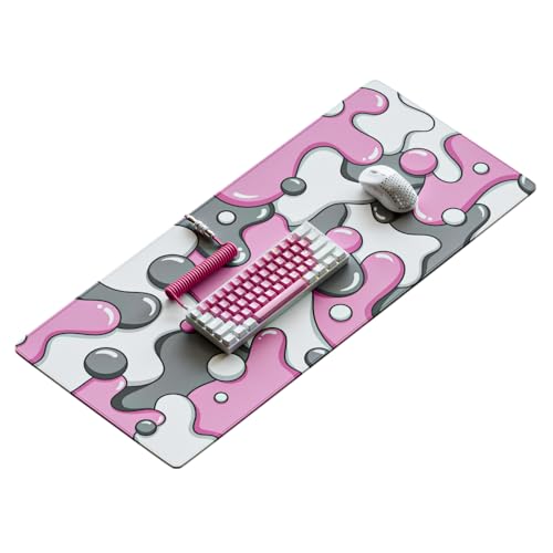 Kraken Keyboards DRIP XXL Gaming-Mauspad, Pink & Weiß, professionelles Handwerker-Mauspad, Pink & Weiß, Gaming-Schreibtischunterlage, 91,4 x 40,6 cm dick, erweitertes XXL-Gaming-Mauspad (Quarz) von Kraken Keyboards