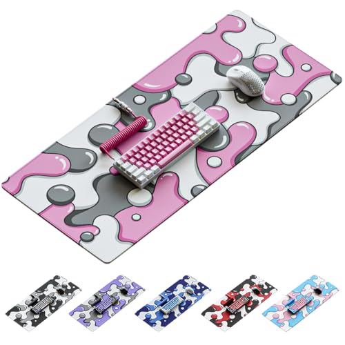 Kraken Keyboards DRIP XXL Gaming-Mauspad – Professionelles handgefertigtes rosa Mauspad – rosa und schwarz Gaming-Schreibtischunterlage – 91,4 x 40,6 cm dick, verlängertes XXL-Gaming-Mauspad (Quartz) von Kraken Keyboards