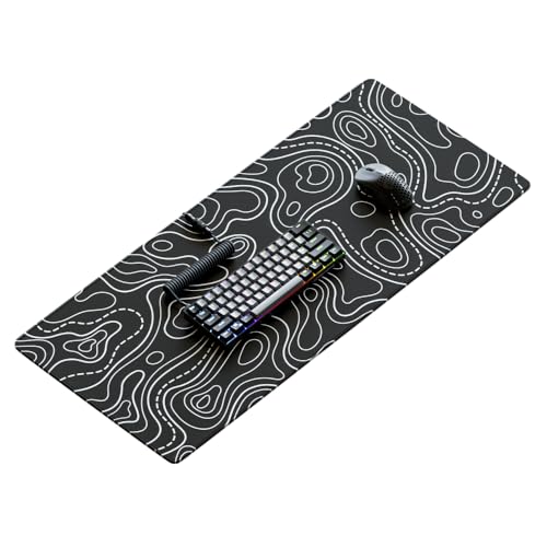 Kraken Keyboards DRIP XXL schwarzes topografisches Gaming-Mauspad – professionelles schwarzes Mauspad – schwarze Gaming-Schreibtischunterlage – 91.4x40.6 cm verlängertes Mauspad (schwarze Topographic) von Kraken Keyboards