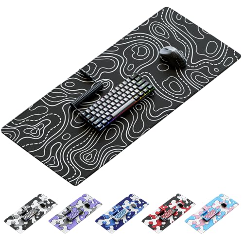 Kraken Keyboards DRIP XXL schwarzes topografisches Gaming-Mauspad – professionelles schwarzes Mauspad – schwarze Gaming-Schreibtischunterlage – 91.4x40.6 cm verlängertes Mauspad (schwarze Topographic) von Kraken Keyboards