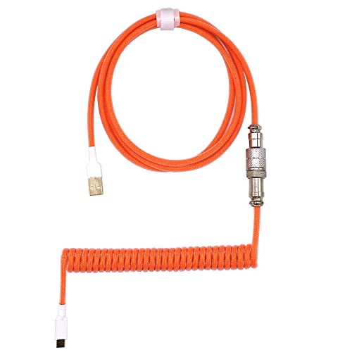 Kraken Orange Spiralkabel – Artisan USB-C-Kabel mit Aviator-Anschluss für mechanische Gaming-Tastaturen (Orange) von Kraken Keyboards