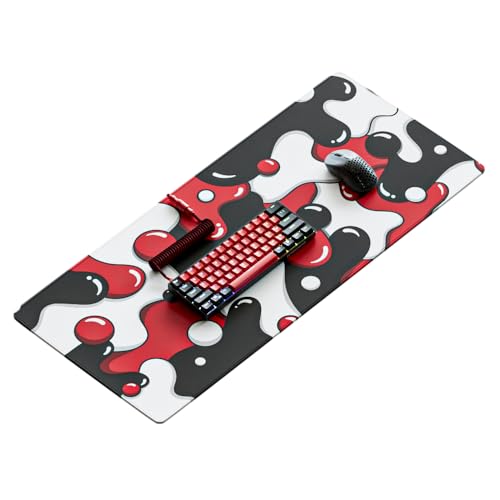 Kraken Tastaturen DRIP Edition XXL Erweitertes Gaming-Mauspad Dicke Schreibtischunterlage (Schwarz/Weiß/Rot) von Kraken Keyboards
