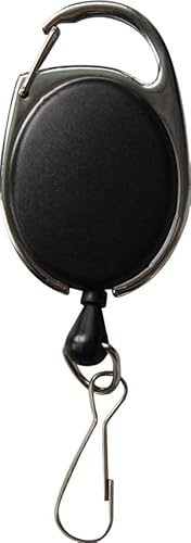 JOJO - Ausweishalter Ausweisclip Schlüsselanhänger ovale Form, Metallumrandung und Schlaufenclip aus Metall, Farbe: schwarz - 5 Stück von Kranholdt