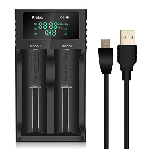 Kratax Universal Batterieladegerät, 2 Slots Smart Akku Ladegerät mit LCD Display für wiederaufladbare Akkus Li-Ion Ni-MH Ni-Cd AA AAA SC C 26650 21700 20700 18490 18650 18350 17500 16340 14500 10440 Kratax Universal Batterieladegerät, 2 Slots Smart Akku Ladegerät mit LCD Display für wiederaufladbare Akkus Li-Ion Ni-MH Ni-Cd AA AAA SC C 26650 21700 20700 18490 18650 18350 17500 16340 14500 10440 von Kratax