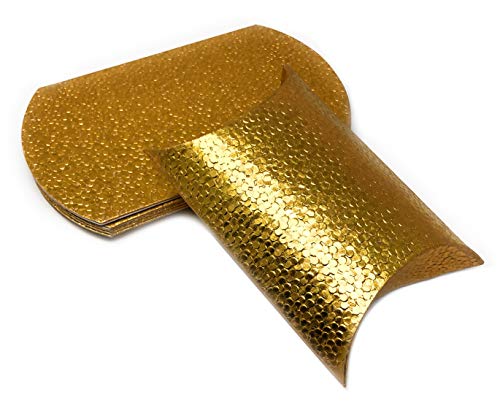 Pillowbox Kissen-Schachtel Faltschachtel, Geschenkbox aus Papier Geschenkschachtel mit erhabenem, Tropfen/Punkte Muster (10x Gold – 16 x 10,5cm) von Kreaboo