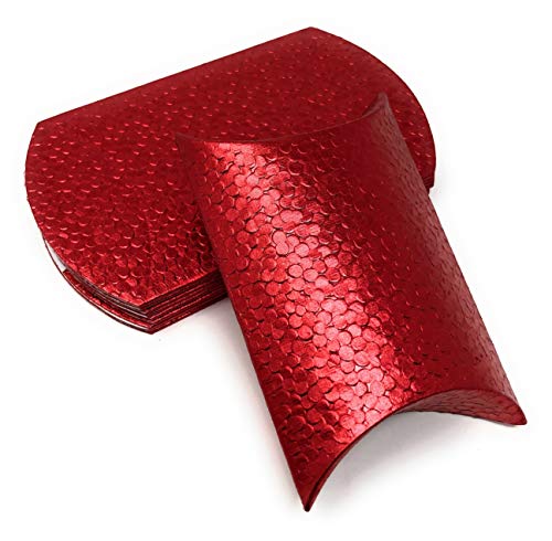 Pillowbox Kissen-Schachtel Faltschachtel, Geschenkbox aus Papier Geschenkschachtel mit erhabenem, Tropfen/Punkte Muster (10x Rot – 11,5 x 7,5cm) von Kreaboo