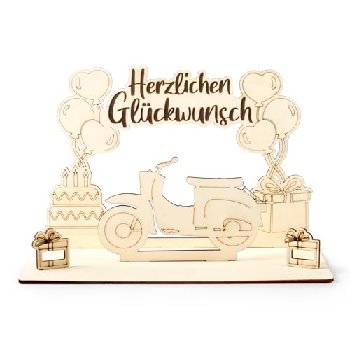 Kreative Feder Dekorativer 3D Geldgeschenk-Aufsteller „Moped“ zum Geburtstag – personalisierbar mit Wunschtext (ohne Personalisierung) von Kreative Feder