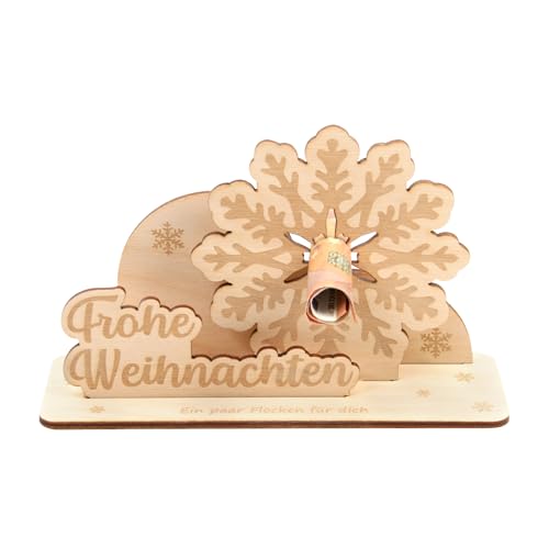 Kreative Feder Geldgeschenk-Aufsteller Schneeflocke zu Weihnachten - 3D Glückwunsch-Karte DIY aus Holz für Geldscheine (Schneeflocke) von Kreative Feder