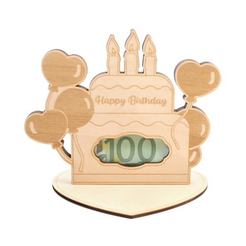 Kreative Feder Geldgeschenk-Aufsteller Torte zum Geburtstag - 3D Glückwunsch-Karte DIY aus Holz für Geldscheine (Geburtstagstorte) von Kreative Feder