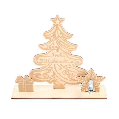 Kreative Feder Geldgeschenk-Aufsteller Weihnachtsbaum zu Weihnachten - 3D Glückwunsch-Karte DIY aus Holz für Geldscheine (Weihnachtsbaum) von Kreative Feder