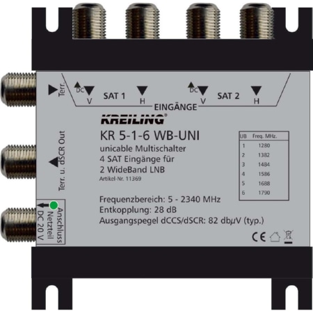 KR 5-1-6 WB-UNI - Unicable Multischalter 4SAT Eing/1UniAusg. KR 5-1-6 WB-UNI KR 5-1-6 WB-UNI - Unicable Multischalter 4SAT Eing/1UniAusg. KR 5-1-6 WB-UNI von Kreiling