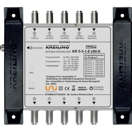 KR 5-5-1-8 UNI-K  - Unicable Multischalter kask,1UNI Ausg.8Rec KR 5-5-1-8 UNI-K von Kreiling