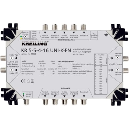 KR 5-5-4-16 UNI-K-FN  - Unicable Multischalter 4SCR Ausg.16 User KR 5-5-4-16 UNI-K-FN von Kreiling