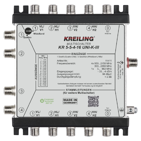KR 5-5-4-16UNI-K-III  - Unicable Multischalter 4 Ausg.16 User KR 5-5-4-16UNI-K-III von Kreiling