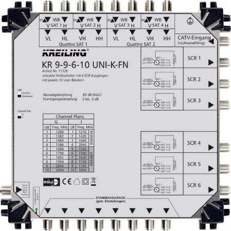 KR 9-9-6-10 UNI-K-FN - Unicable Multischalter 9 Ausg.6 Eing. KR 9-9-6-10 UNI-K-FN KR 9-9-6-10 UNI-K-FN - Unicable Multischalter 9 Ausg.6 Eing. KR 9-9-6-10 UNI-K-FN von Kreiling