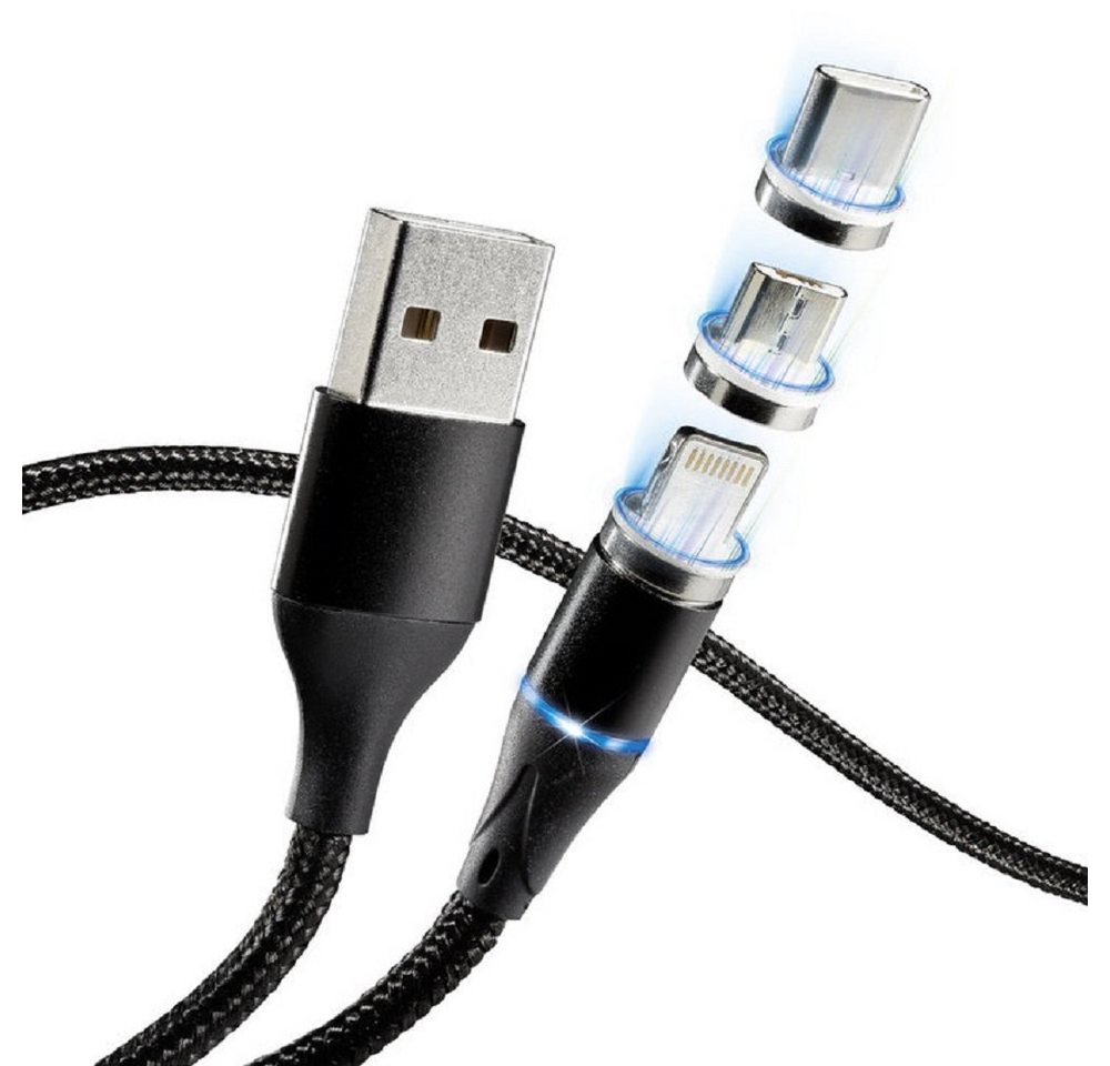 Kremer Magnetisches Schnelllade-Datenkabel 3in1 USB-C, iPhone, Micro-USB Smartphone-Kabel von Kremer