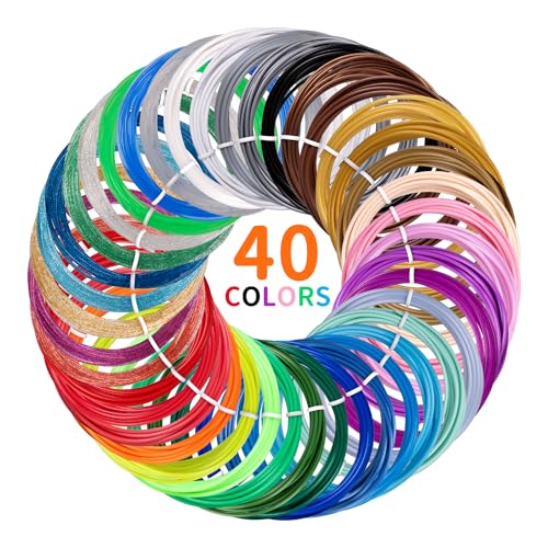 Kretrum 40 Farben 3D Stift Filament PLA 1.75mm 3D Druck Stift Filament Nachfüllungen Kompatibel mit MYNT3D SCRIB3D 3D Stift NICHT Fit Filapen jede Farbe 3M Total 394 Fuß von Kretrum
