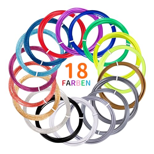 Kretrum 18 Farben 3D Stift Filament PLA 1.75mm 3D Druck Stift Filament Refills Kompatibel mit MYNT3D SCRIB3D NOT Fit Filapen jede Farbe 3M Total 236 feet von Kretrum