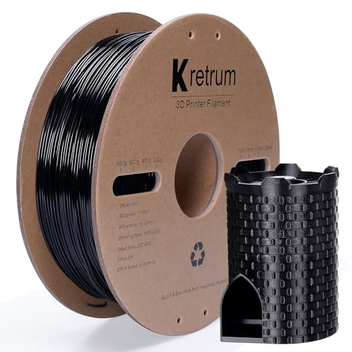 Kretrum PLA 3D Drucker Filament, 3D Druck Filament, Blaues Maßgenauigkeit +/- 0.02mm, 1kg Spule 2.2lbs PLA 1.75 mm Filament passend für die meisten FDM 3D Drucker Schwarz von Kretrum