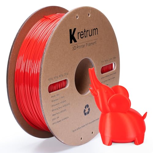 Kretrum PLA 3D Drucker Filament, 3D Druck Filament, Blaues PLA Filament 1.75mm, Maßgenauigkeit +/- 0.02mm, 1kg Spule 2.2lbs passend für die meisten FDM Rot von Kretrum