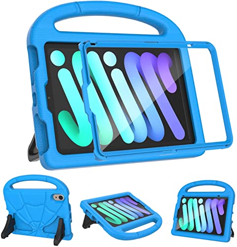 Kricsertg iPad Mini 6 Tablet-Schutzhülle für Kinder (6. Generation), leicht, stoßfest, integrierter Displayschutz mit Griffständer für das neue iPad Mini 6. Generation, 20.3 cm (8.3 Zoll) – Blau von Kricsertg