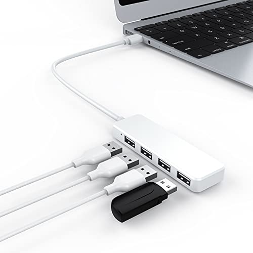 USB-Hub, 4-Ports, ultradünn, USB 2.0-Hub, tragbarer Adapter, High-Speed-Erweiterung, Multi-USB-Hub-Splitterkabel, Adapterkabel für PC, Laptop, Desktop, NoteBook (weiß) von Kripyery