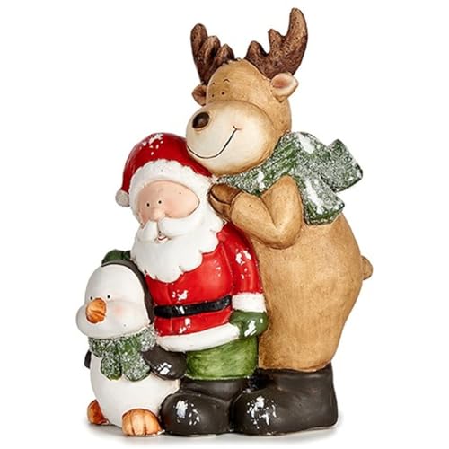 Krist+ Dekofigur Weihnachten Weiß Braun Schwarz Grün Keramik 14 x 37,5 x 27,5 cm von Krist+