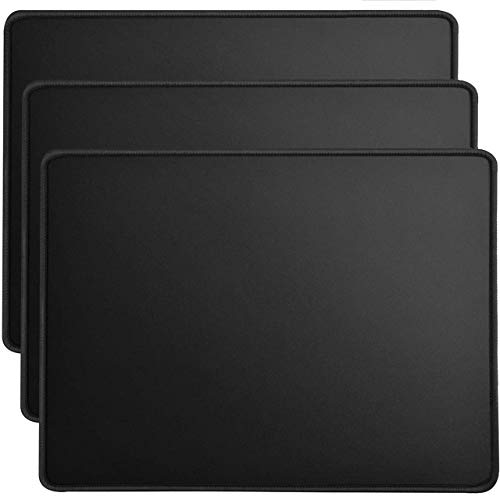 Kriture Mauspad mit vernähtem Rand, rutschfeste Gummiunterseite, Premium-texturiertes und wasserdichtes Mauspad für Computer, Laptop, Büro und Zuhause, 10,2 x 8,3 Zoll, 3 mm, Schwarz 3 Pack von Kriture
