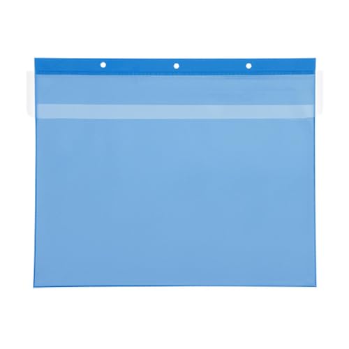 Magnettaschen A4 quer, blau, mit Regenschutzklappe,mit 1 Magnetstreifen, Öffnung: Längsseite, 25 Stück von Krog